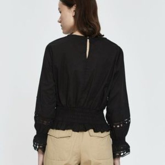 NWT Farrow Cotton Smocked Eyelet Top - Picture 3 of 4